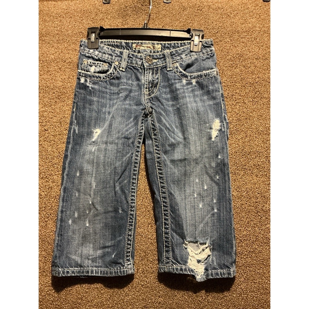 BKE Buckle Stella Cropped Pants Bermuda Shorts 24 BK21107 DISTRESSED ALL OVER